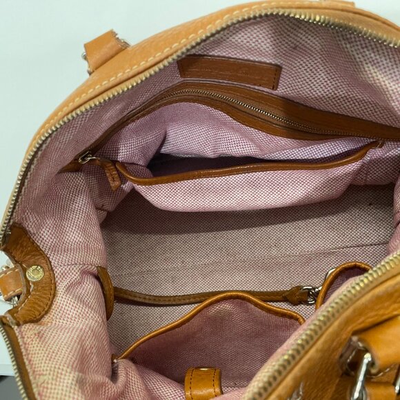 Dooney & Bourke Saddle Pebble Leather Satchel with Handles and Strap - Picture 4 of 6